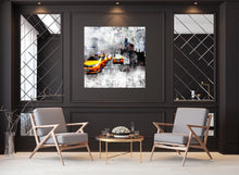 Load image into Gallery viewer, New York Cabs print on aluminium 100x100cms