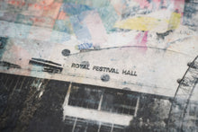 Load image into Gallery viewer, Waterloo Sunset framed original mixed media collage, 56x56cms