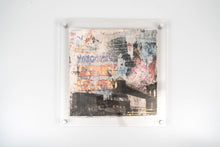 Load image into Gallery viewer, Coney Island print on handmade paper embellished with gold leaf. Framed 36 x 36 cms