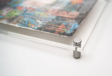 Load image into Gallery viewer, London Soho print on handmade paper embellished with gold leaf.   framed 36 x 36cms