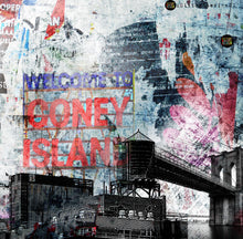 Load image into Gallery viewer, 'Coney Island Baby'  New York print  luxury velvet cushion