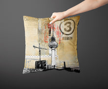 Load image into Gallery viewer, 'Sound and vision' Berlin print on luxury velvet cushion