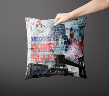 Load image into Gallery viewer, 'Coney Island Baby'  New York print  luxury velvet cushion