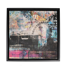 Load image into Gallery viewer, Waterloo Sunset framed original mixed media collage, 56x56cms