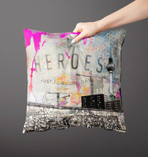 Load image into Gallery viewer, 'Heroes' Berlin print on luxury velvet cushion