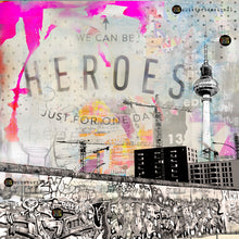 Load image into Gallery viewer, 'Heroes' Berlin print on luxury velvet cushion