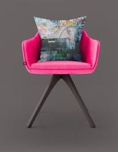 Load image into Gallery viewer, Waterloo sunset print on luxury velvet cushion