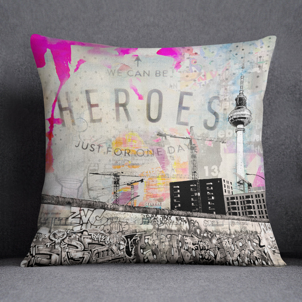 'Heroes' Berlin print on luxury velvet cushion