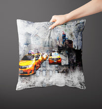 Load image into Gallery viewer, 'Taxi Driver' NYC print on luxury velvet cushion