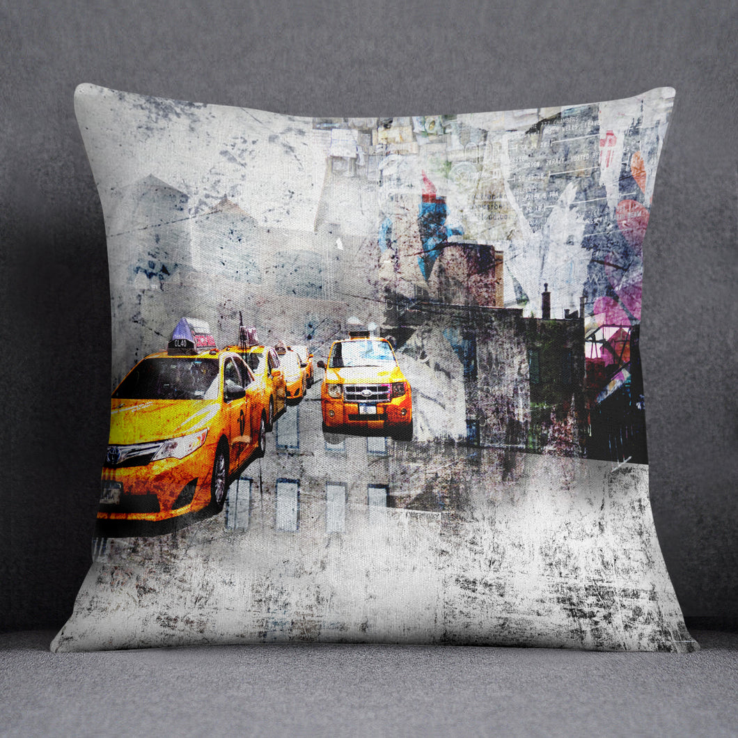 'Taxi Driver' NYC print on luxury velvet cushion