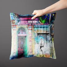 Load image into Gallery viewer, 'Temptation' Manchester print on luxury velvet cushion