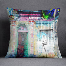 Load image into Gallery viewer, 'Temptation' Manchester print on luxury velvet cushion