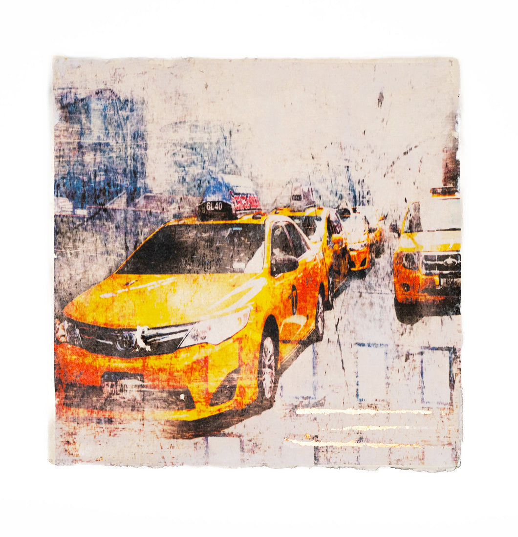 New York cab print on handmade paper