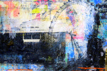 Load image into Gallery viewer, Waterloo sunset print on handmade paper embellished with gold leaf.    .Unframed 30x 30cms