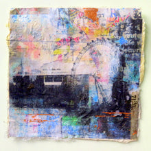 Load image into Gallery viewer, Waterloo sunset print on handmade paper embellished with gold leaf.    .Unframed 30x 30cms