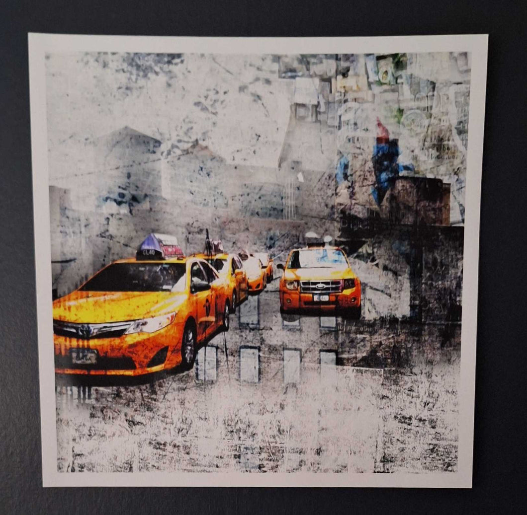 New York Yellow cabs limited edition print 30 x 30cms