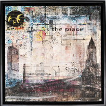 Load image into Gallery viewer, Manchester &#39;This is the place&#39; original mixed media collage framed
