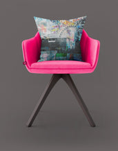 Load image into Gallery viewer, Waterloo sunset print on luxury velvet cushion
