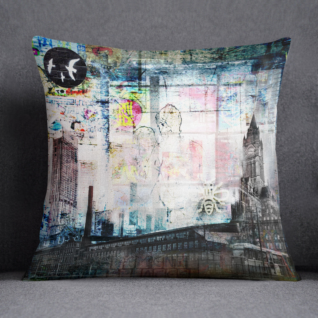 This is the place - Manchester print on luxury velvet cushion